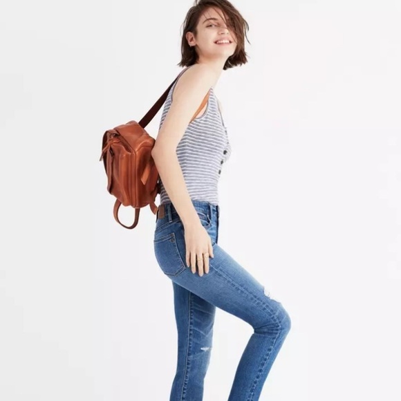 Madewell Blue White Ribbed Striped Sleeveless Henley Indie Bodysuit S - Picture 3 of 8